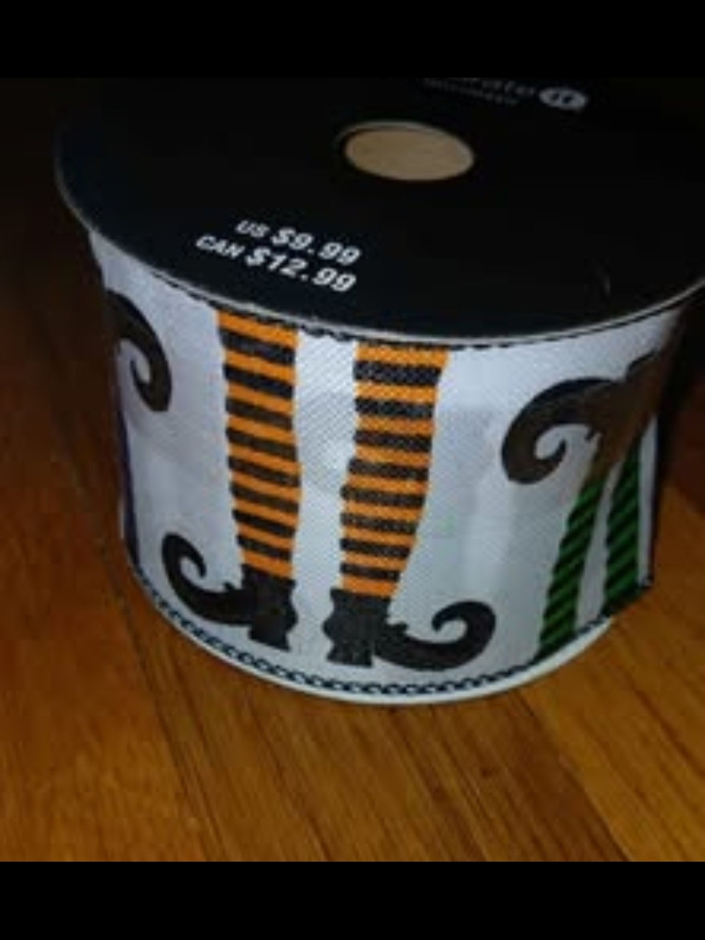 Halloween Witch Legs Ribbon - Orange, Green & Black  Purple Striped